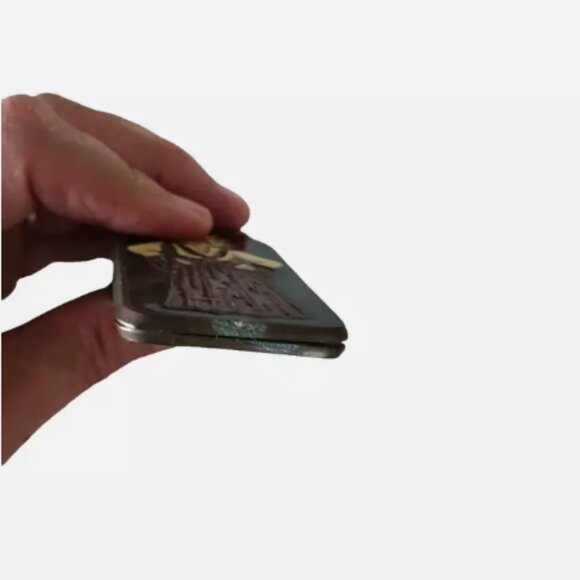 Vintage Double Sided Paper Clip Greek Boy/Girl Brass, Enameled, Spring Clamp - Picture 5 of 5